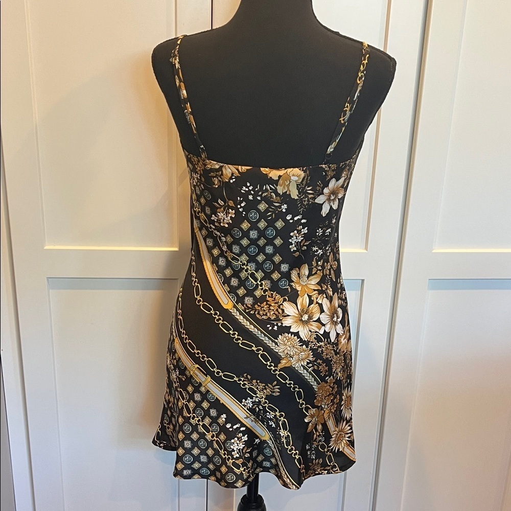 Princess Polly Black and Gold Mini Dress Size 2 - Picture 6 of 7